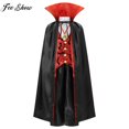 thumbnail image 2 of Children Boys Halloween Vampire Cosplay Costume Fake Two Piece Tops with Pants Cloak for Theme Party Masquerade PerformanceM Gong Bohan LED, 2 of 2