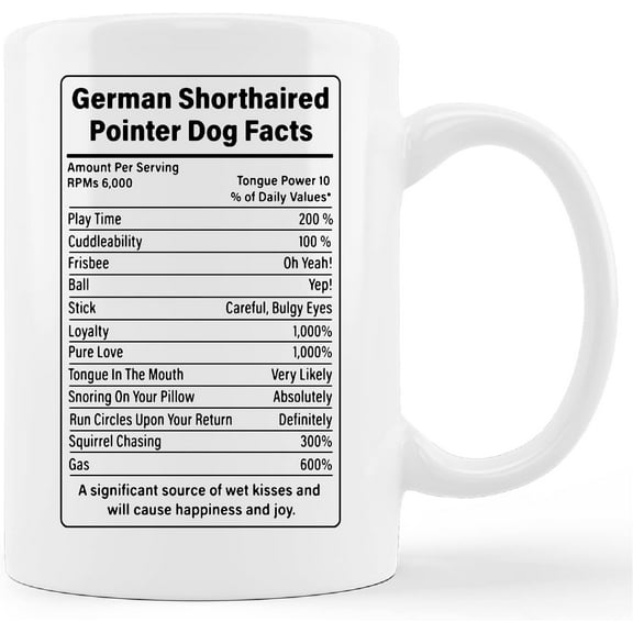 German Shorthaired Pointer Dog Facts Ceramic Mug-11oz Coffee Milk Tea Mug Cup,Funny German Shorthaired Pointer Dog Mug Cup,Gifts For Dog Lovers Dog Mom Women Men Teen Girls Coworkers Gifts