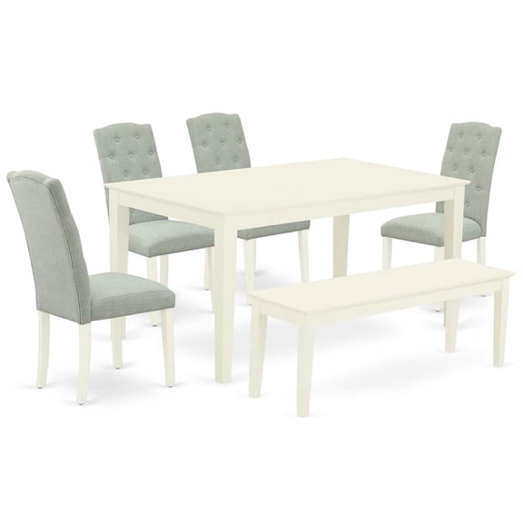 East West Furniture Dining Room Set Linen White, CACE6-LWH-15