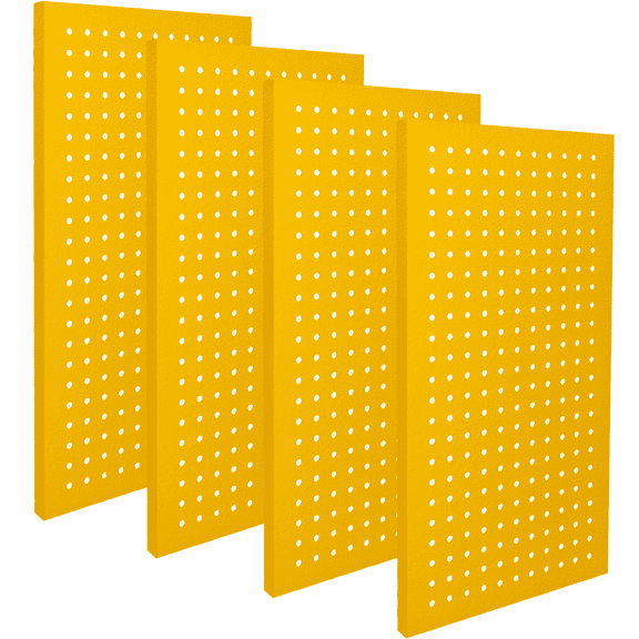 Chinrose Metal Peg board Panels for Workbench, Shop, Shed Modular Peg Board Organizer Board Kit, pegboard wall organizer(4 Pack, Yellow)