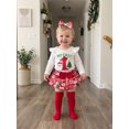 thumbnail image 5 of RUINIXCW Newborn Baby Boy Girl My First Christmas Outfit Infant Girls Fall Winter Clothes Letters Romper and Plaid Skirt Headband Long Socks 4Pcs Set, 5 of 10