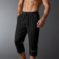 thumbnail image 7 of Men's Lightweight Long Beach Shorts Striped Textured Quick Dry Below Knee 3/4 Capri Pants with Pockets for Workout Running Training Summer Big and Tall Size S-4XL Black, 7 of 7