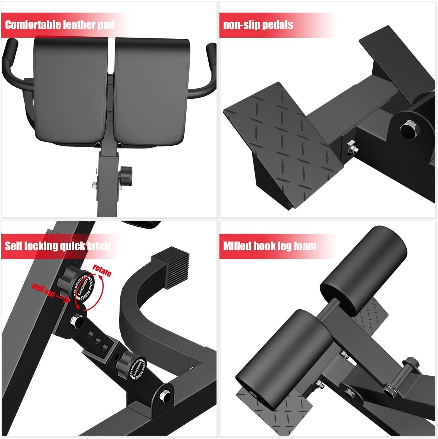 Adjustable Roman Chair Workout Bench for Abdominal & Core Strength, 5 Angles & Foldable