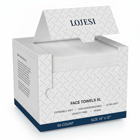KOYMISKU Disposable Face Towels,50Ct Cotton Clean Face Towels,Large Make Up Remover Wipes