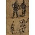 thumbnail image 2 of Winslow Homer 11x14 Black Ornate Wood Framed Double Matted Museum Art Print Titled: Studies of Soldiers (1863-1865), 2 of 5