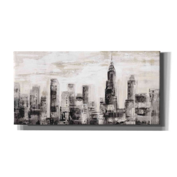 Epic Graffiti 'Manhattan Skyline BW' by Silvia Vassileva, Canvas Wall Art, 24"x12"