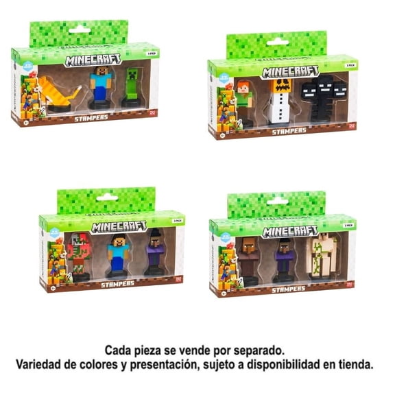 Figura Minecraft con Sello Paquete de 3 Varios Modelos 1 Pieza