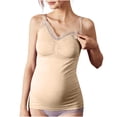 thumbnail image 3 of Uootdi Womens Maternity Tops Nursing Spaghetti Strap V Neck Scallop Trim Slim Fit Stretchy Breathable Cami Tops Tank Tops Pregnancy Wear Gift, 3 of 6