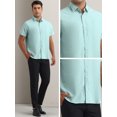 thumbnail image 5 of Unique Bargains Men's Short Sleeve Cotton Regular Fit Button Down Formal Shirt XXL Green, 5 of 5