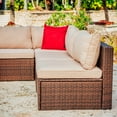 thumbnail image 3 of Hearth & Harbor 7-Piece Outdoor Patio Furniture Set, Wicker Sectional Sofa Patio Conversation Set, Brown/Beige, 3 of 5