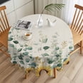 thumbnail image 3 of Eucalyptus Leaf Sunflower Round Tablecloth 60 inches Watercolor Plants Farmhouses Waterproof Oil-Proof Table Cloth Round Table Cover for Holiday Party Picnic Dinner Decor Indoor and Outdoor Use, 3 of 9