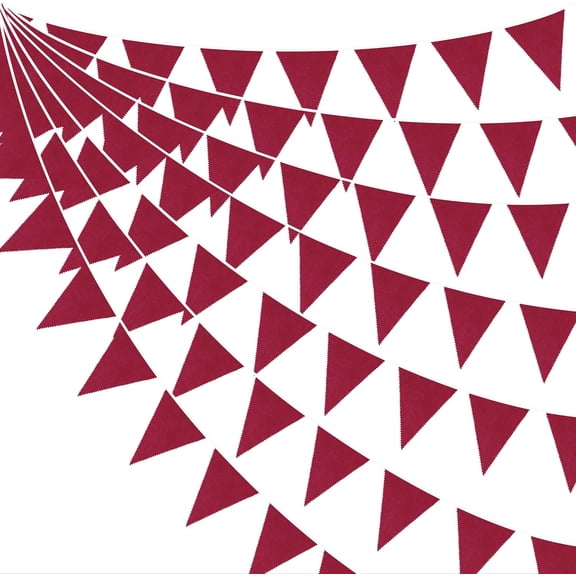 46Ft Burgundy Party Decorations Burgundy Burlap Banner Triangle Pennant Flag Linen Bunting Garland Streamers for Vintage Birthday Wedding Engagement Graduation Maroon Party Decorations