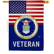 Americana Home & Garden H140616-BO 28 x 40 in. US Air Force Veteran House Flag with Armed Forces Double-Sided Decorative Vertical Flags Decoration Banner Garden Yard Gift