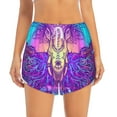 thumbnail image 2 of Vsdgher Elephant in Tribal Style Print Women's Running Double Layer Shorts High Waisted with Pockets Elastic Yoga Workout Athletic Gym Sports, 2 of 8
