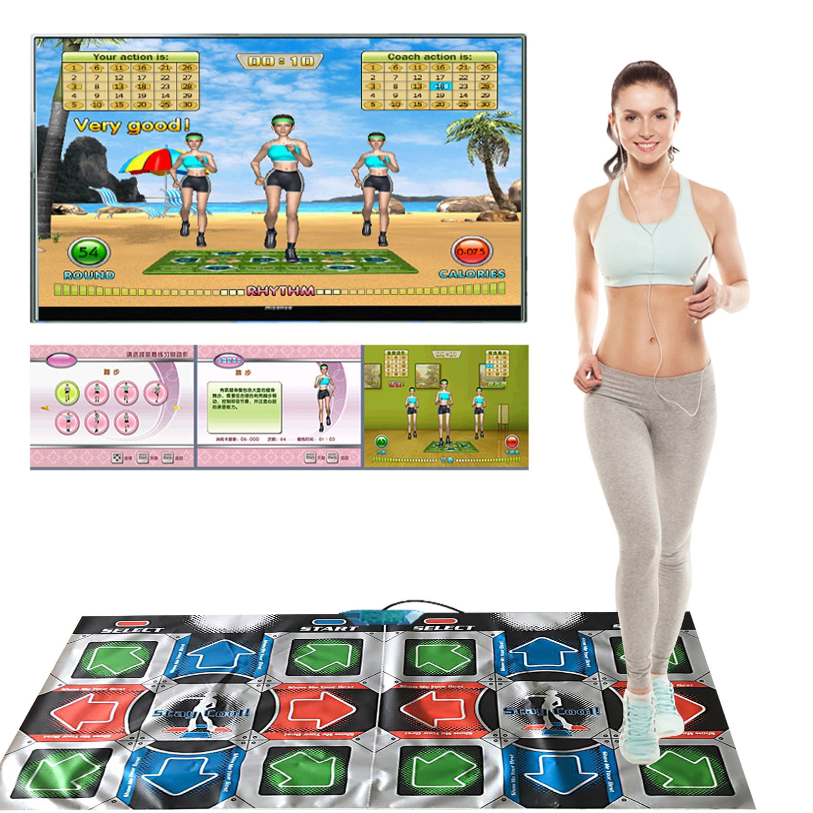 Follure Dance Mat for Kids and Adults 32 Bit + Wireless Handle Double&Single User Wireless Non-Slip Dancer Step Pads with 168 Games and 100 Music,Multi-Function Games&Levels,Sense Game for PC TV 