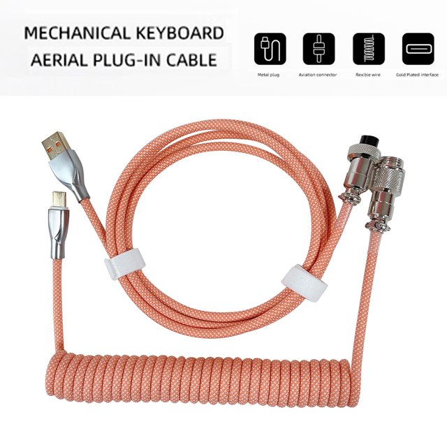 Conector De Aviador Cable USB tipo C para conector de aviador de teclado mecánico (naranja)