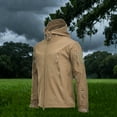 thumbnail image 2 of XPMWRP Womens Soft Shell Waterproof Jacket Solid Color Zippered Casual Hooded Coat Wind Resistant Outdoor Hiking Jackets With Pocket Khaki XXL, 2 of 4