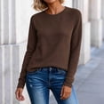 thumbnail image 6 of Kcavykas Womens Tops Waffle Knit Women's Blouses Crew Neck Raglan Long Sleeve Loose Casual Top for Daily, 6 of 8