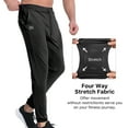 thumbnail image 4 of BROKIG Mens Stretch Lightweight Sweatpants with Zip Pockets Tapered Joggers Athletic Pants for Running,Workout,Jogging(Medium,Black+Dark Gray), 4 of 7