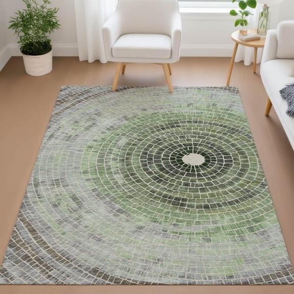 Addison Rugs Chantille Indoor/Outdoor Transitional Geometric Aloe Machine Washable Rectangle Rug, 10' x 14'