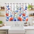 thumbnail image 2 of 4th of July Kitchen Curtains Window Panels, Red Blue Floral Independence Day Poppy Flower Leaf Insulated Window Treatment Curtain, Grommet Curtains for Bedroom/Living Room/Bathroom, 2 Piece 52"Wx72"L, 2 of 8