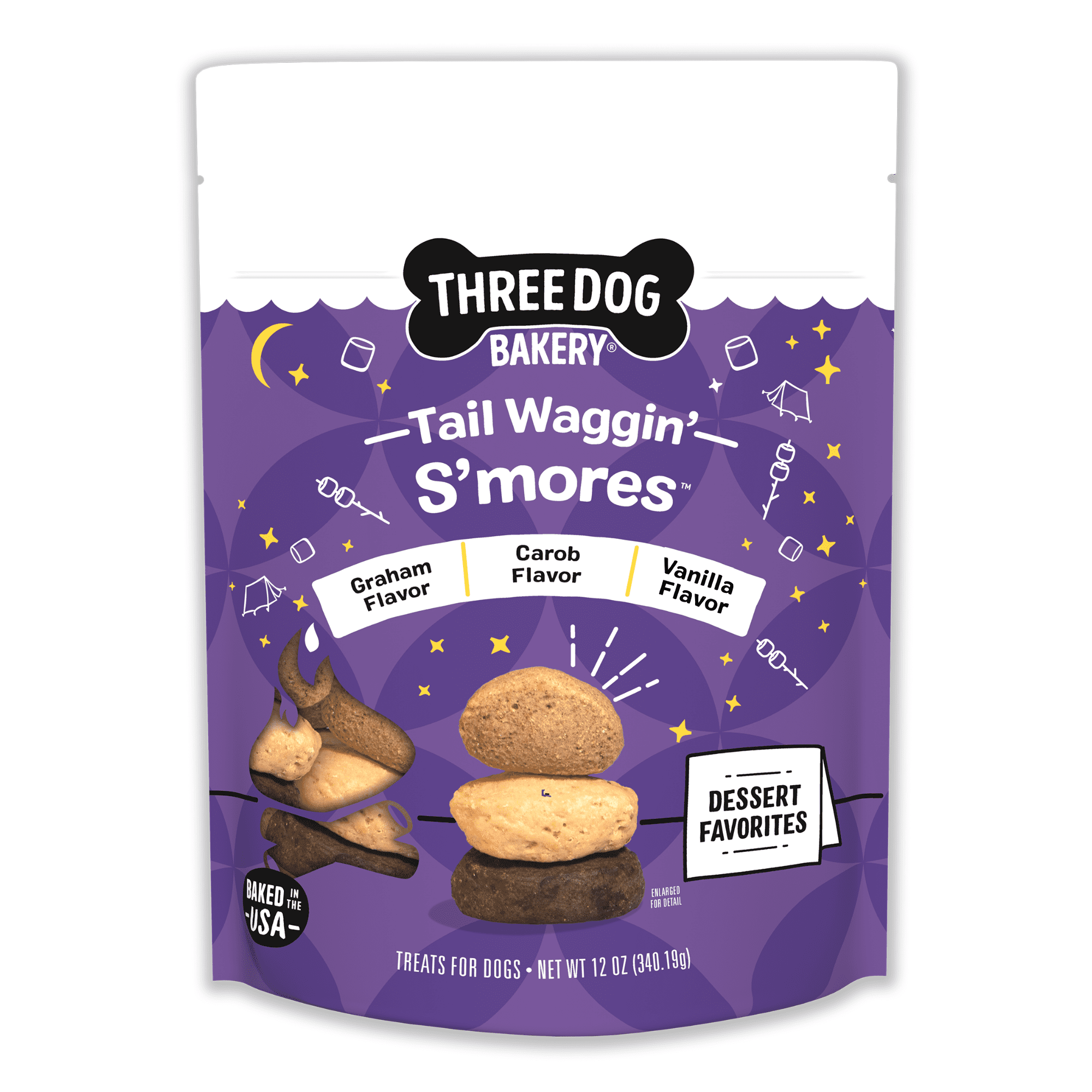 Three Dog Bakery Tail Waggin' S'Mores Soft-Baked Dog Treats, 12 oz