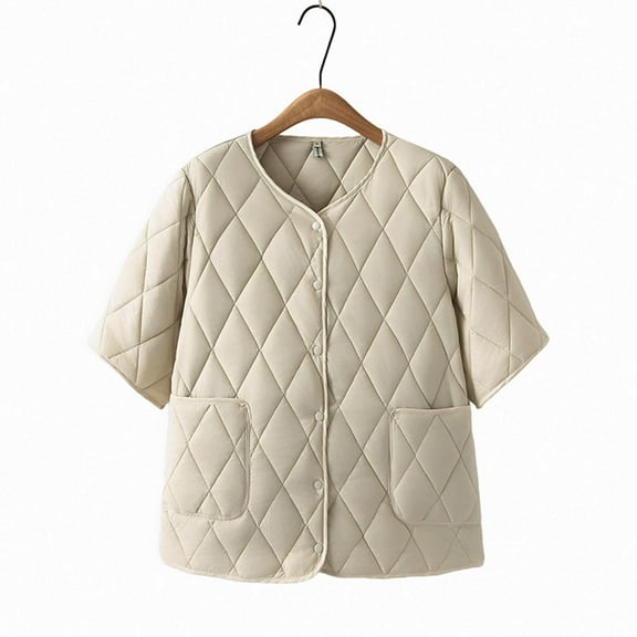 Women's Floral Puffer Jacket Lightweight Quilted Coat with Pockets Warm Winter Fall Spring Outerwear Casual Fashion Long Sleeve Jacket for Daily School Outdoor