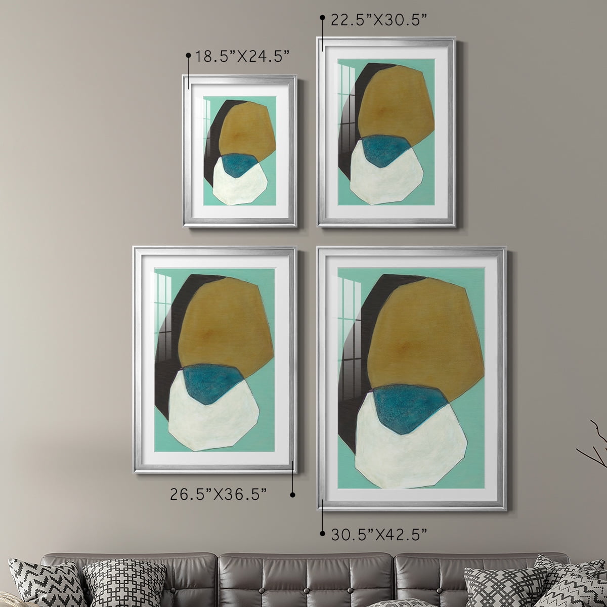 Wexford Home Boulder I Premium Framed Print, 30.5" x 42.5" - Ready to Hang, Silver (Set of 2)