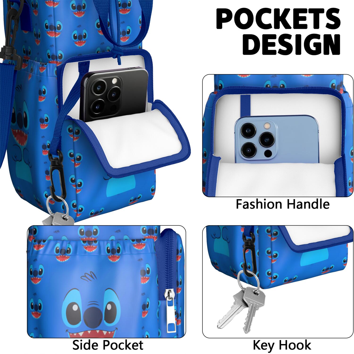Insulated Cartoon Water Bottle Carrier Bag Sleeve with Strap Crossbody for 20/24/32/40oz Tumbler,Cartoon Movie Water Bottle Holder Sling Bag with Pocket Gifts for Women Men Adults