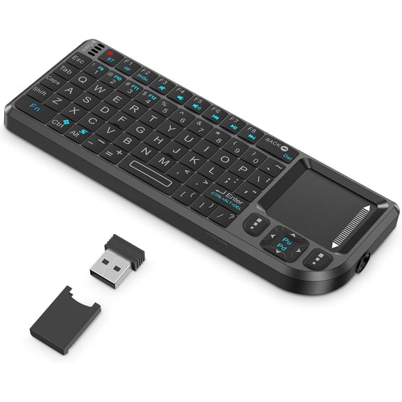Mini Keyboard with Touchpad, Mini Bluetooth Keyboard, 2.4G Ultra-Thin Handheld Wireless Portable, Suitable for PC/Tablet/TV/Smartphone, Suitable for Travel, Office and Home Use，Rechargeable