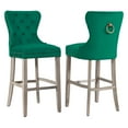 thumbnail image 2 of WestinTrends Wordford 29" Tufted Velvet Bar Stool (Set of 2), Antique Gray/ Dark Green, 2 of 11