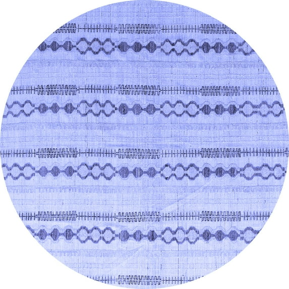Ahgly Company Indoor Round Abstract Blue Modern Area Rugs, 6' Round