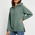 thumbnail image 4 of Yeaiivve Womens Side Slit Hoodie Quarter Zip Raglan Long Sleeve Pullovers Comfy Lightweight Fall Hoodies Daily Casual Hooded Tops L, 4 of 8