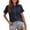 Blue, variant on EFINNY Women's Casual Button Down Shirts Short Sleeve V Neck Work Dress Solid Blouse Tops with Pocket