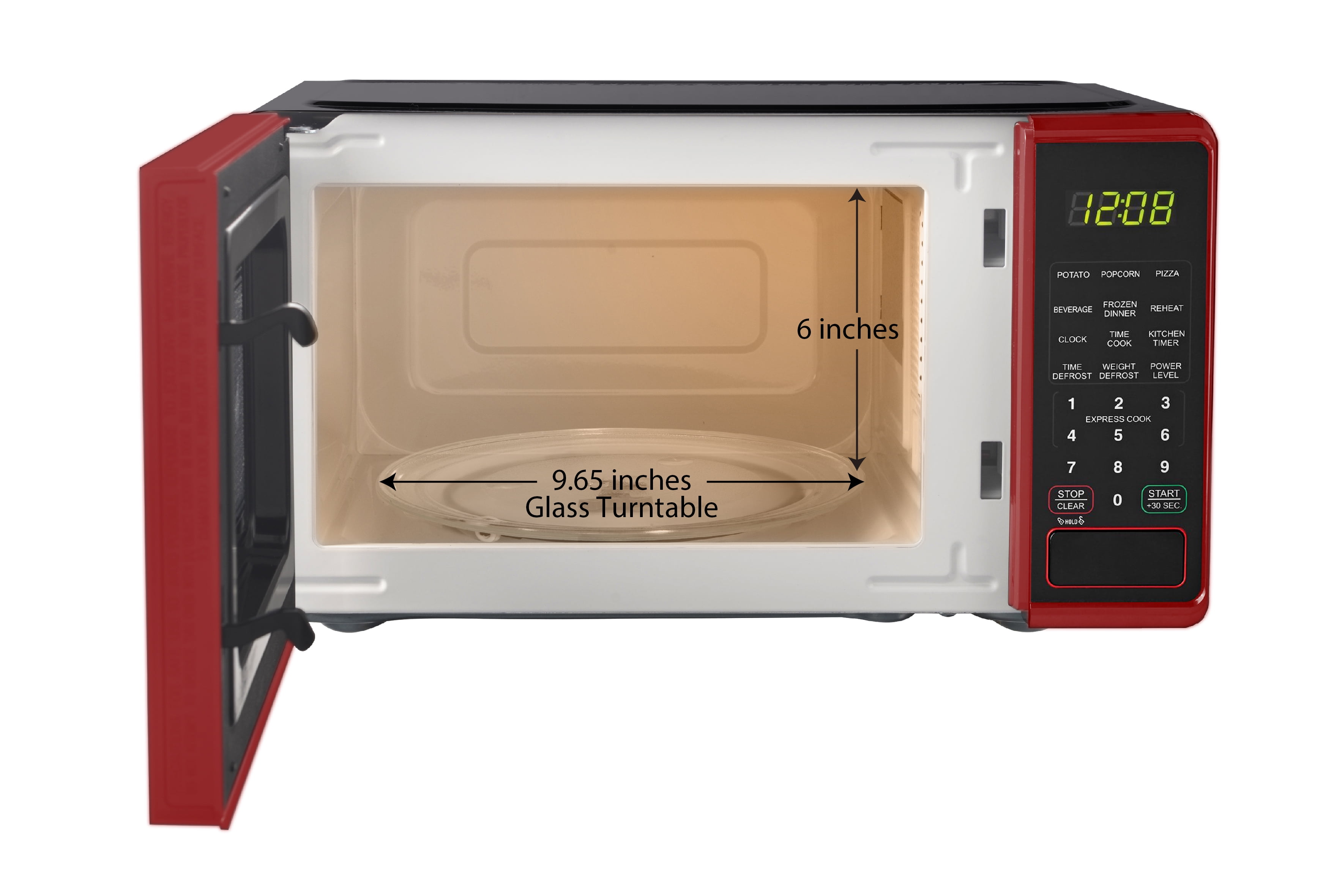 Mainstays 0.7 Cu ft Compact Countertop Microwave Oven, Red - 1