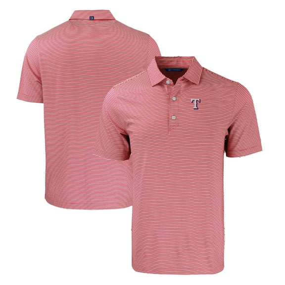 Men's Cutter & Buck Red/White Texas Rangers Forge Eco Double Stripe Stretch Recycled Polo