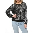thumbnail image 1 of Women's Glitter Sequin Sweatshirt Long Sleeve Pullover Tops with Ribbed Cuffs, 1 of 5