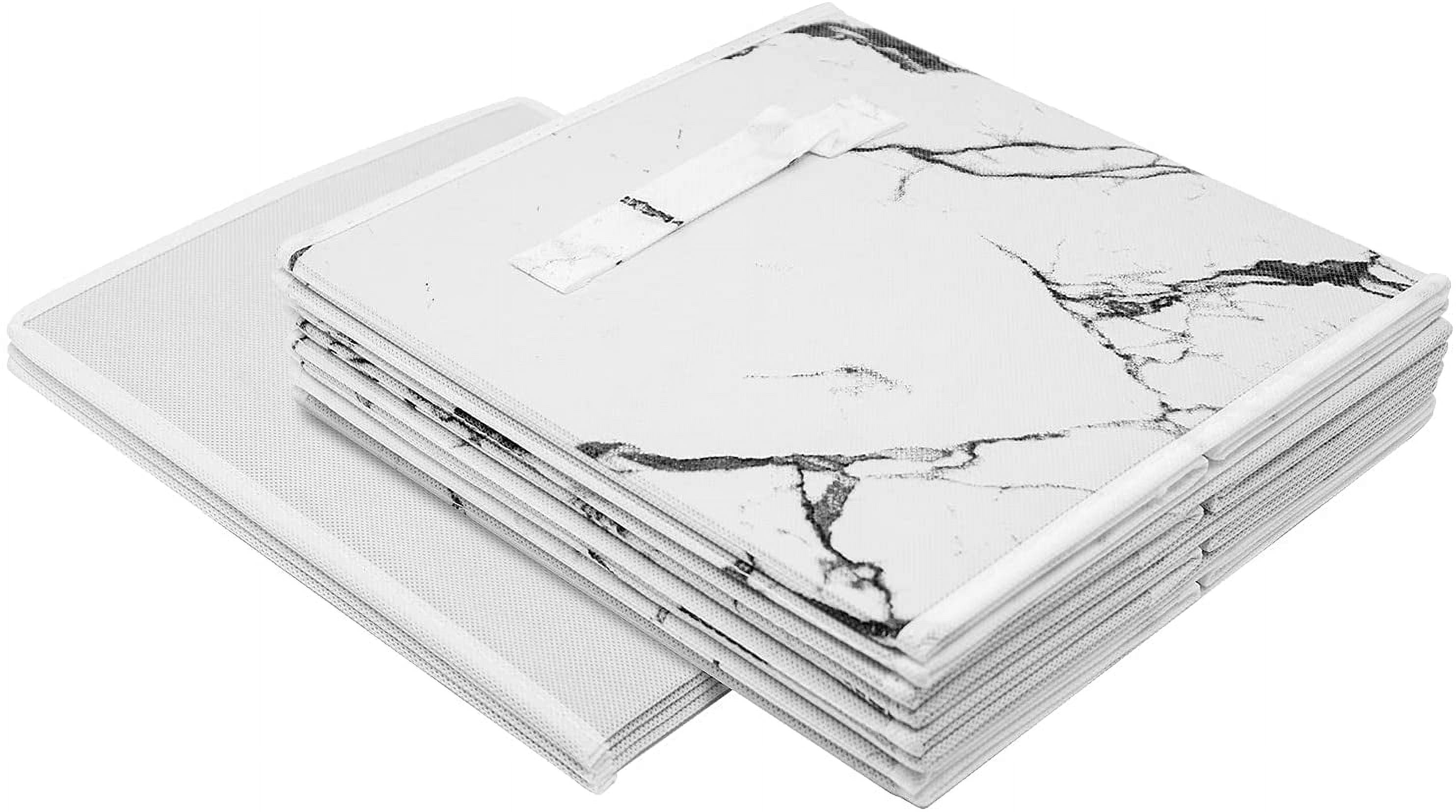 Sorbus Foldable Storage Cubes: Adult Organization for Living Room, Closet, Dorm - Marble Print, 4-Pack, White