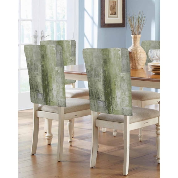nqOlkjepod Sage Green Chair Covers Set of 4, Decorative Chair Back Cover, Retro Oil Painting Modern Abstract Art Aesthetics Dining Room Chair Slipcovers Removable Chair Protectors Covers for Party