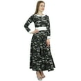 thumbnail image 3 of Bimba Printed Casual Women's Ankle Length Black Cotton Flared A-line Dress - 4, 3 of 4