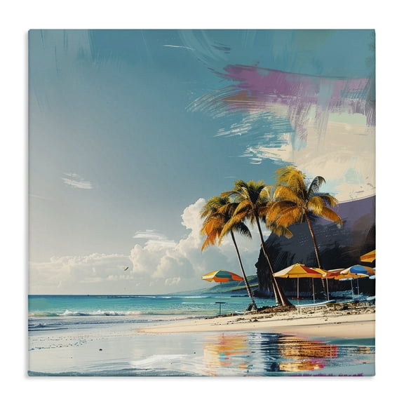 Stupell Industries Contemporary Shoreline Bliss Nautical & Beach Painting Wrapped Canvas Art Print Wall Art, 17 x 17