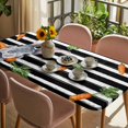 thumbnail image 3 of Grey Bunny Easter Table Cloths for 5 Foot Rectangle Tables, Rabbits Spring Botanical Black White Stripe Patio Waterproof Elastic Fitted Tablecloths, Washable Rectangular Table Cover for Camping, 3 of 8