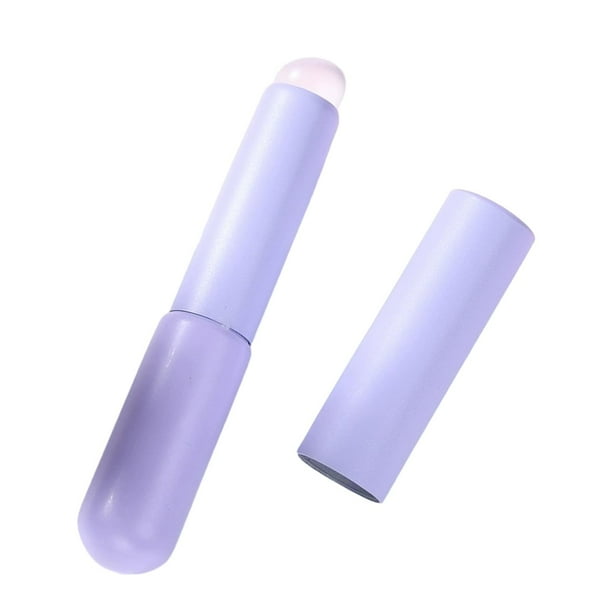 Pincel de silicona para labios con tapa, corrector, cabezal redondo, portátil Violeta