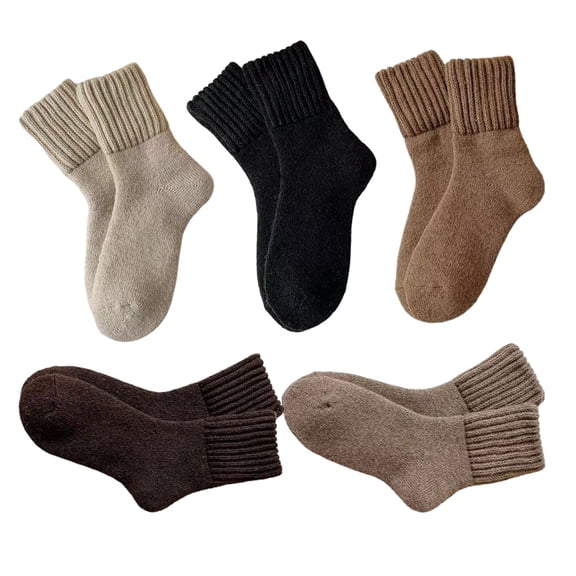 Inglocry Womens Plain Mid Calf Socks for Fall Winter 2026 Ladies Casual Trendy Soft Comfy Warm Thick Cute Crew Sock Light Brown 2.9 In