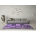 thumbnail image 3 of Ahgly Company Machine Washable Indoor Square Patchwork Blue Transitional Area Rugs, 5' Square, 3 of 4