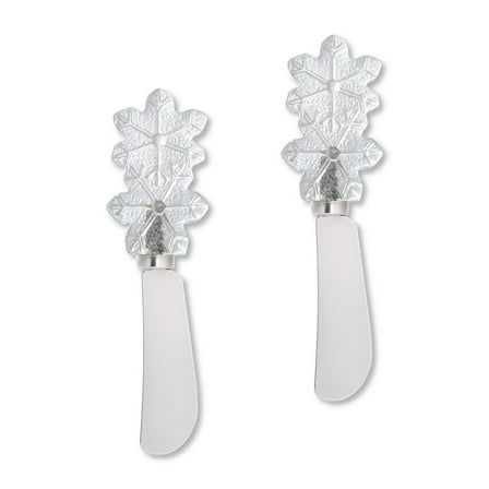 Mr. Spreader 2-Piece Snowflakes Cheese Spreader, Transparent Polyresin Handle with Stainless Steel Blade, for Cream Cheese, Jam and Dips, White, Kitchen Gadgets