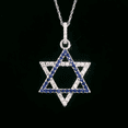 thumbnail image 5 of Gem Stone King Blue Created Sapphire and White Moissanite Star Of David Pendant Necklace for Women | 925 Sterling Silver | 0.55 Cttw | 16X16MM | With 18 inch Chain, 5 of 5