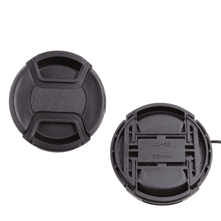 Foto&Tech 2 Pieces Center Pinch Snap-On Front Lens Cap Cover with Anti Lost String Compatible with Nikon Sony Fujifilm Pentax Panasonic Olympus Other DSLR Camera Lens (58mm)