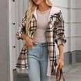 thumbnail image 6 of Women's Plaid Shacket Jacket Long Sleeve Boyfriend Sweatshirt Blouses Button Down Hooded Jackets, 6 of 6