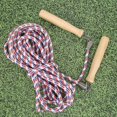 thumbnail image 3 of Corde à sauter multijoueur en coton avec manche en bois, pour entraînement scolaire, rouge et bleu, 5 m/16,40 pi, 3 of 4